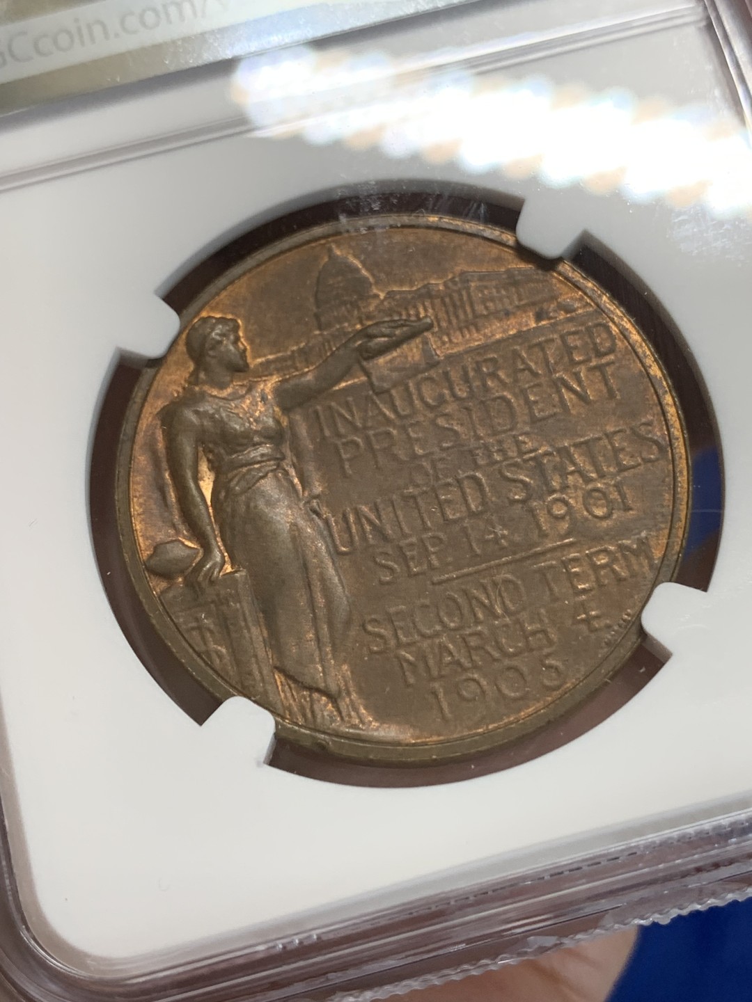 《竞宝斋》三少爷老婆本专场-第156场 (全场包邮) NGC MS63BN 美国1905年西奥多·罗斯福官方就职铜奖章