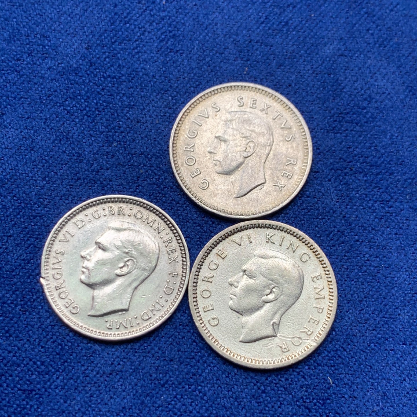 《竞宝斋》三少爷老婆本专场-第156场 (全场包邮) 英系乔治六世国王头像小银币三枚