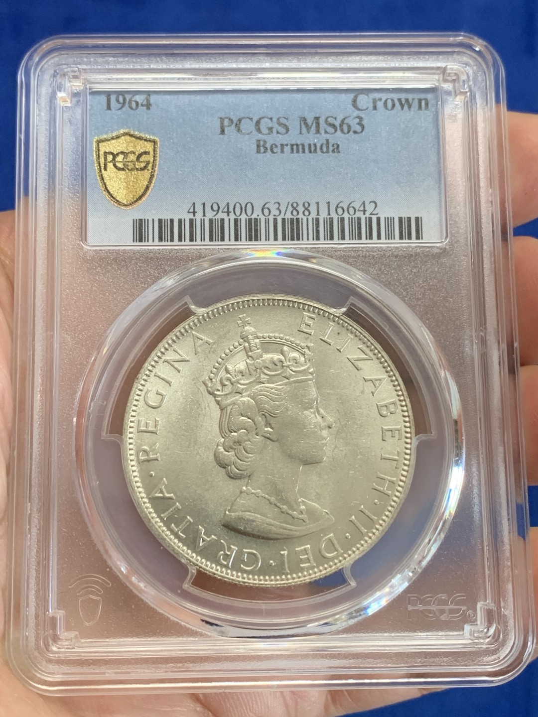 《竞宝斋》三少爷老婆本专场-第156场 (全场包邮) PCGS金盾 MS63 百慕大1964年1克朗大银币