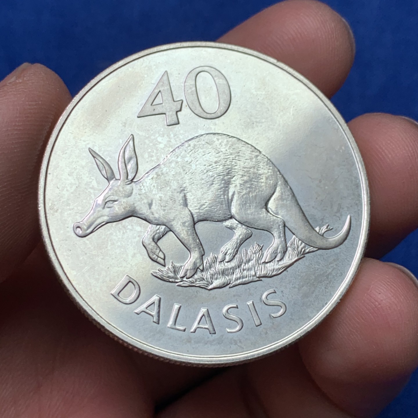 《竞宝斋》三少爷老婆本专场-第156场 (全场包邮) 冈比亚1977年40达拉西大银币，925银，重量35.29g，发行量仅4304枚