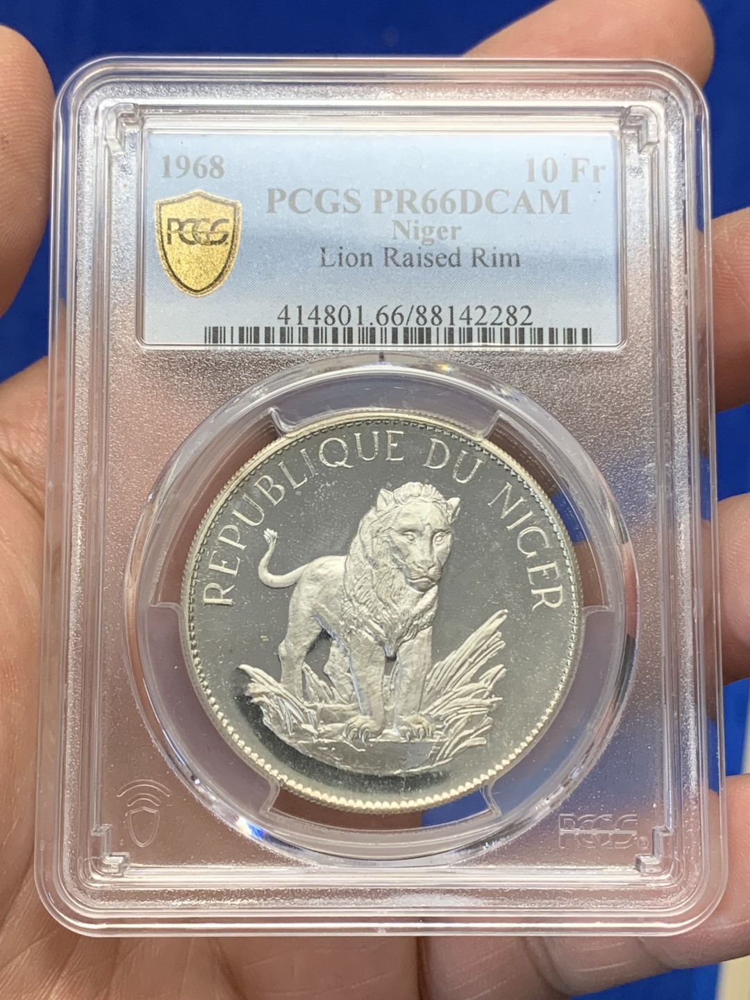 《竞宝斋》三少爷老婆本专场-第156场 (全场包邮) PCGS金盾 PR66DCAM 尼日尔1968年狮子10法郎精制大银币