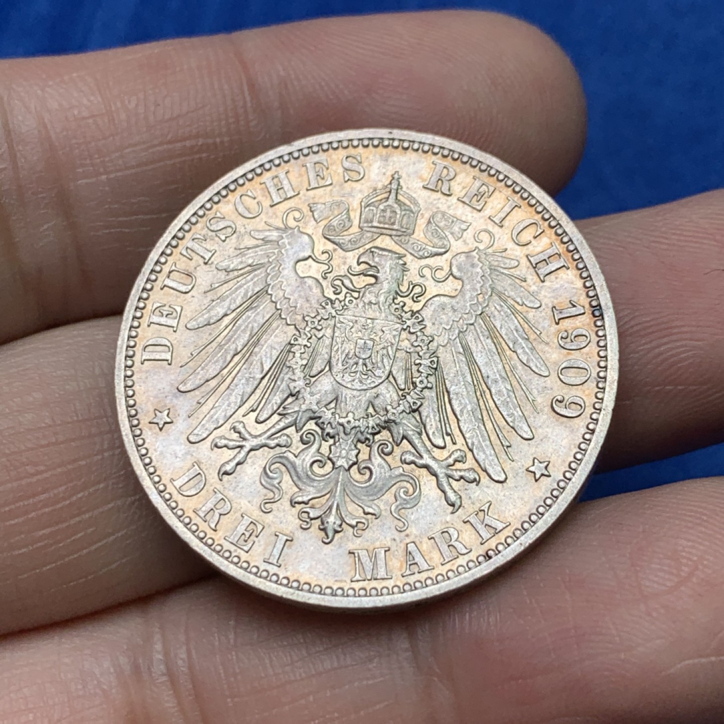 《竞宝斋》三少爷老婆本专场-第156场 (全场包邮) 德国符腾堡1909年威廉二世国王头像3马克银币