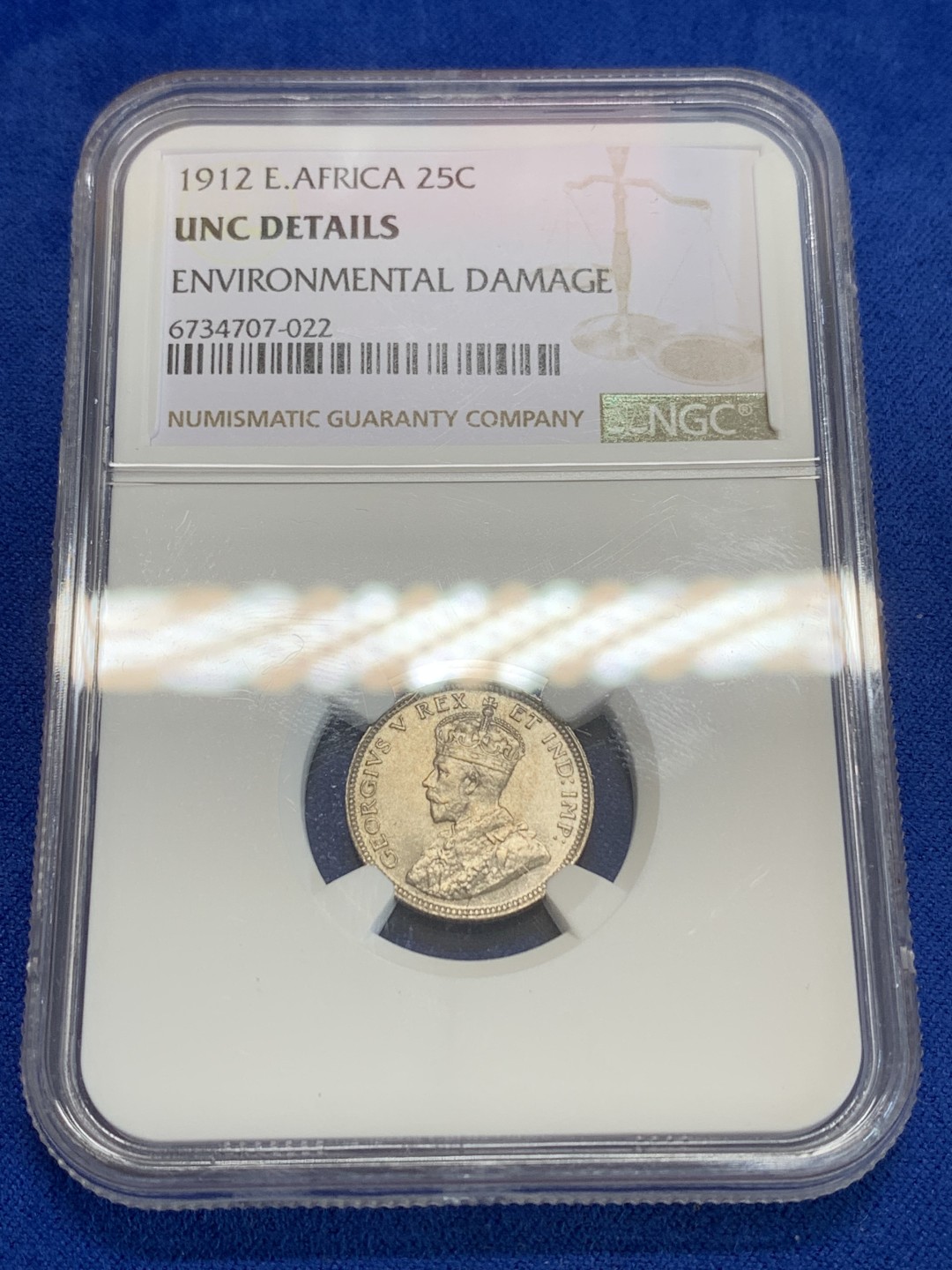 《竞宝斋》三少爷老婆本专场-第156场 (全场包邮) NGC UNCD 英属东非乌干达保护地1912年乔治五世国王头像25分银币