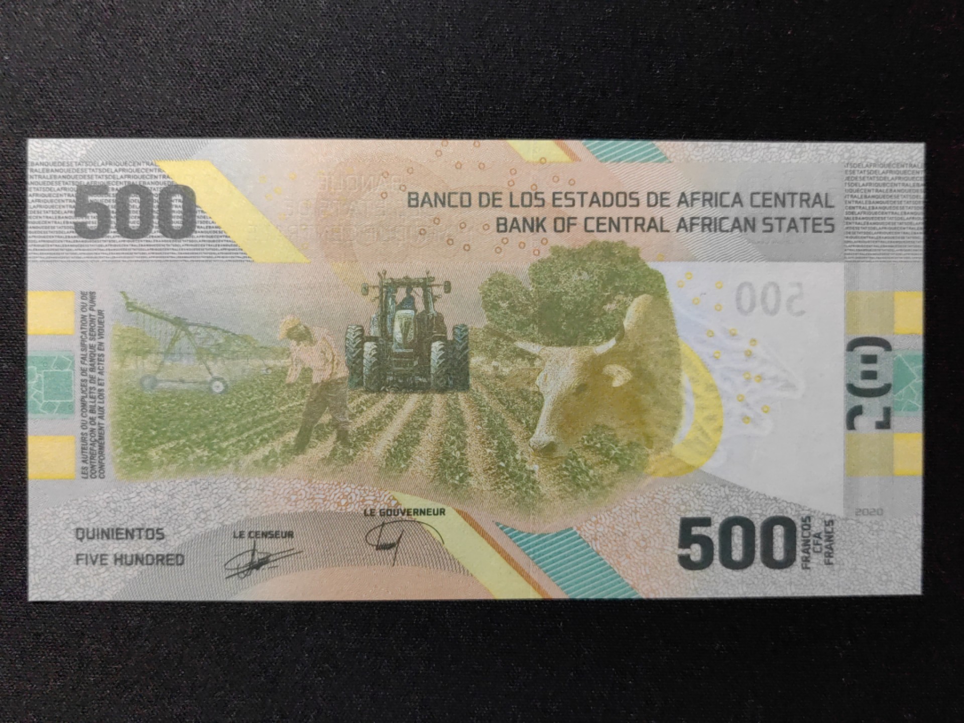 外国纸币💰🌞💰（拍卖）精品🔭专场🌟 UNC 中非500法郎 Hybrid塑料钞