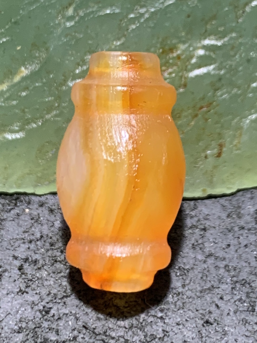 精美高玉化天眼千层风化纹缠丝玛瑙灯笼珠一颗