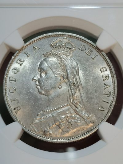 NGC-MS61英国1887年维多利亚女王高冠半克朗银币 - NGC-MS61英国1887年维多利亚女王高冠半克朗银币