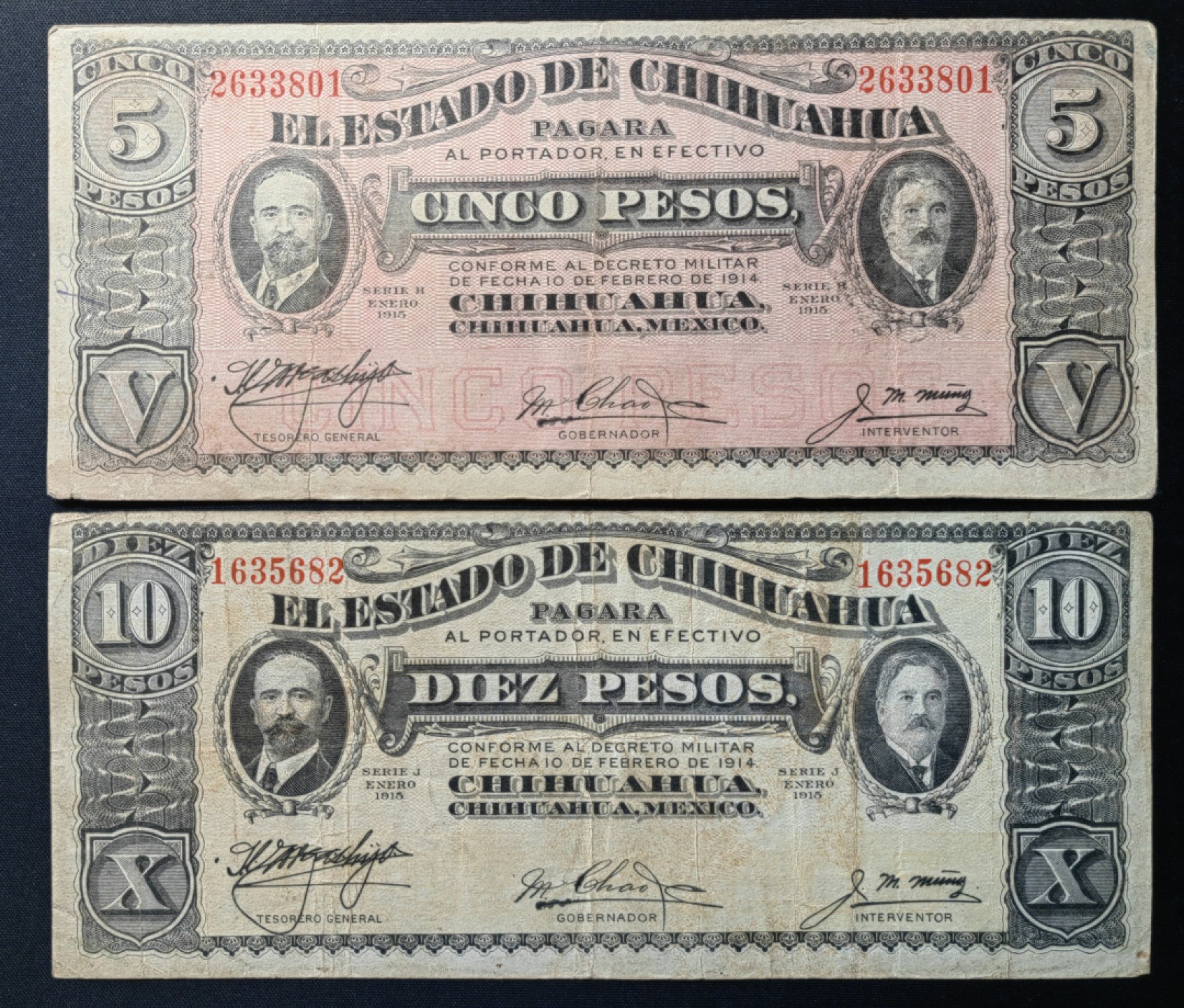 外国精品纸钞 流通品-墨西哥临时政府纸币-1914年百年老纸币