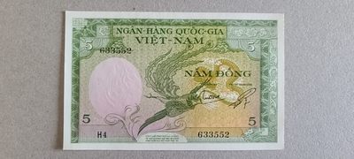 【币将精彩】世界钱币拍卖(2023-4-23) - 全新无黄斑南越1955年凤凰5盾纸币UNC