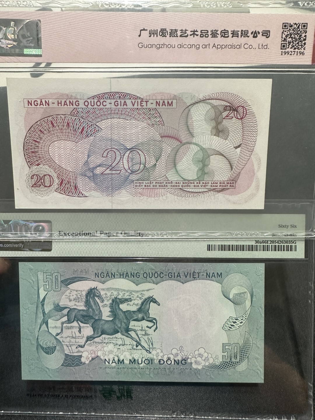 《外钞收藏家》第二百六十三期（连拍第一场） 南越100、20两张面额 PMG评级和爱藏评级