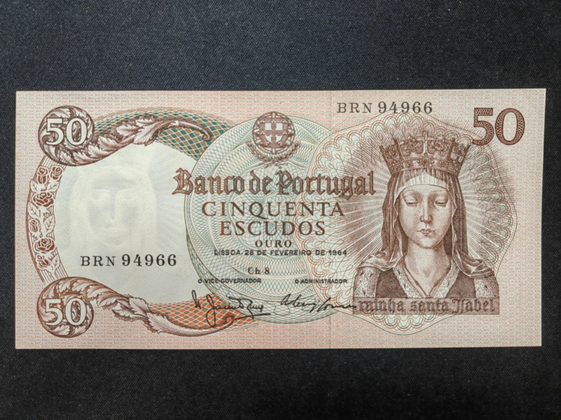 外国精品纸钞 葡萄牙 50埃斯库多 1964年版