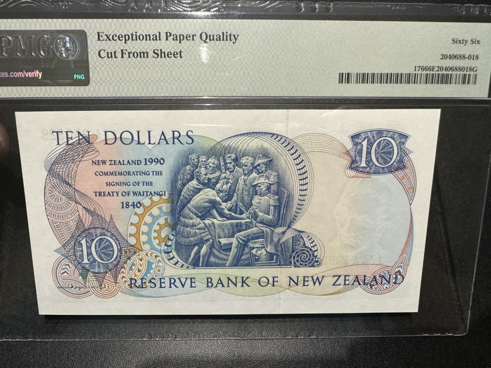 《外钞收藏家》第二百六十三期（连拍第一场） 1990年新西兰10元 PMG66 纪念钞AAA冠 无47靓号