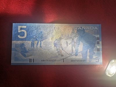 加拿大（稀有首发冠ANV）2001年 旅行版 5加元  P-62a 全新UNC 加拿大（稀有首发冠ANV）2001年 旅行版 5加元  P-62a 全新UNC