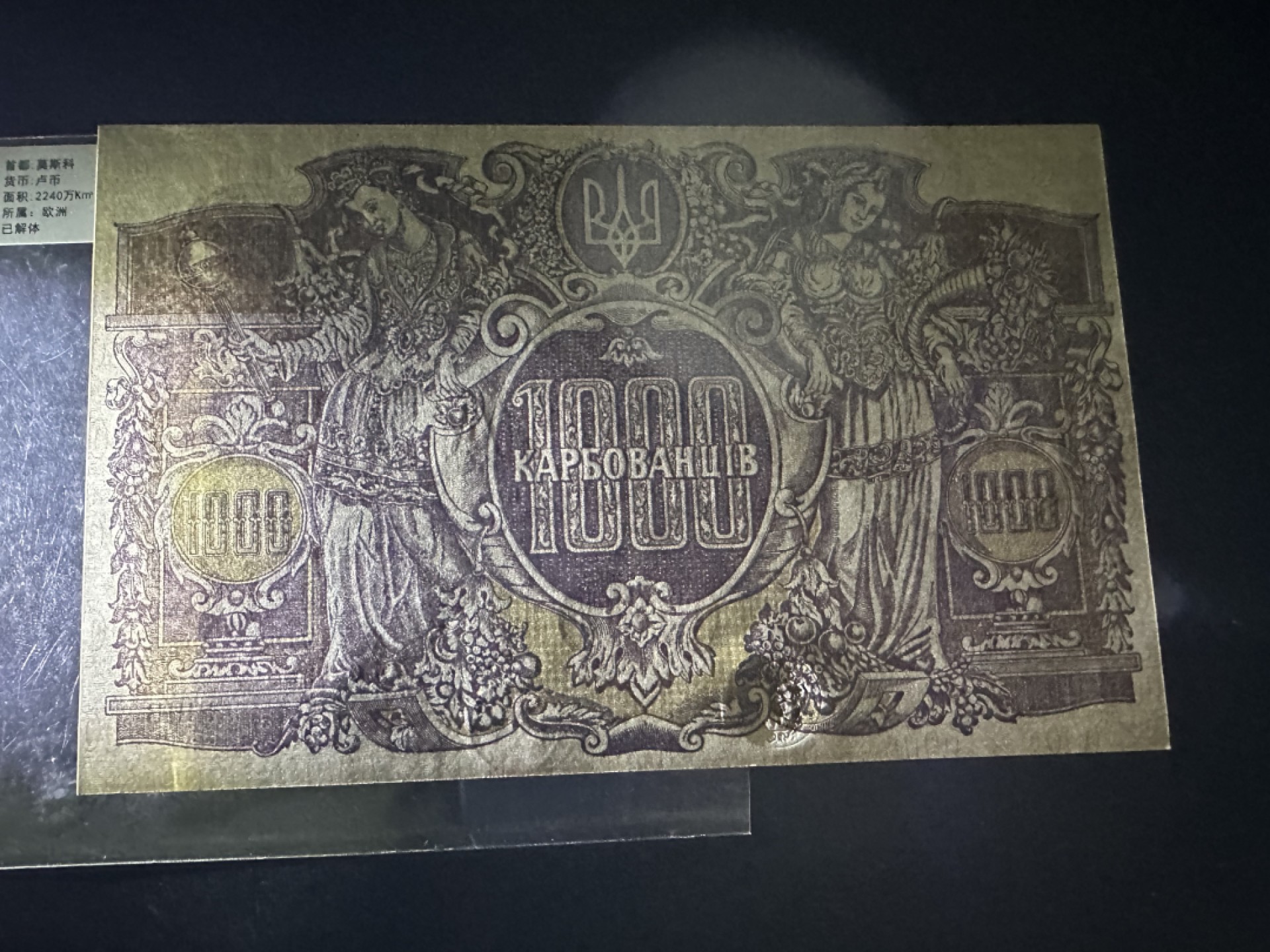 《外钞收藏家》第二百六十三期（连拍第一场） 乌克兰1000库邦超大票幅刀拆品相 全新