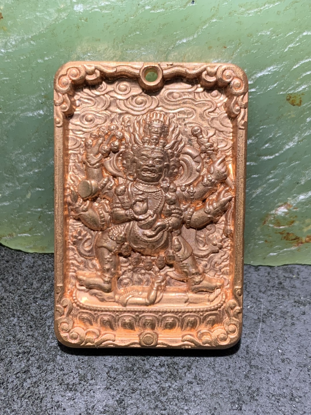 精美紫铜黄财神大黑天护身牌一个