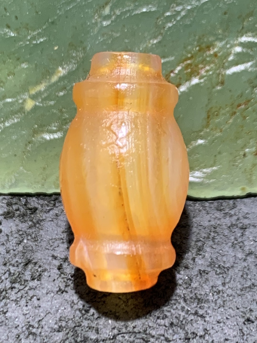 精美高玉化天眼千层风化纹缠丝玛瑙灯笼珠一颗