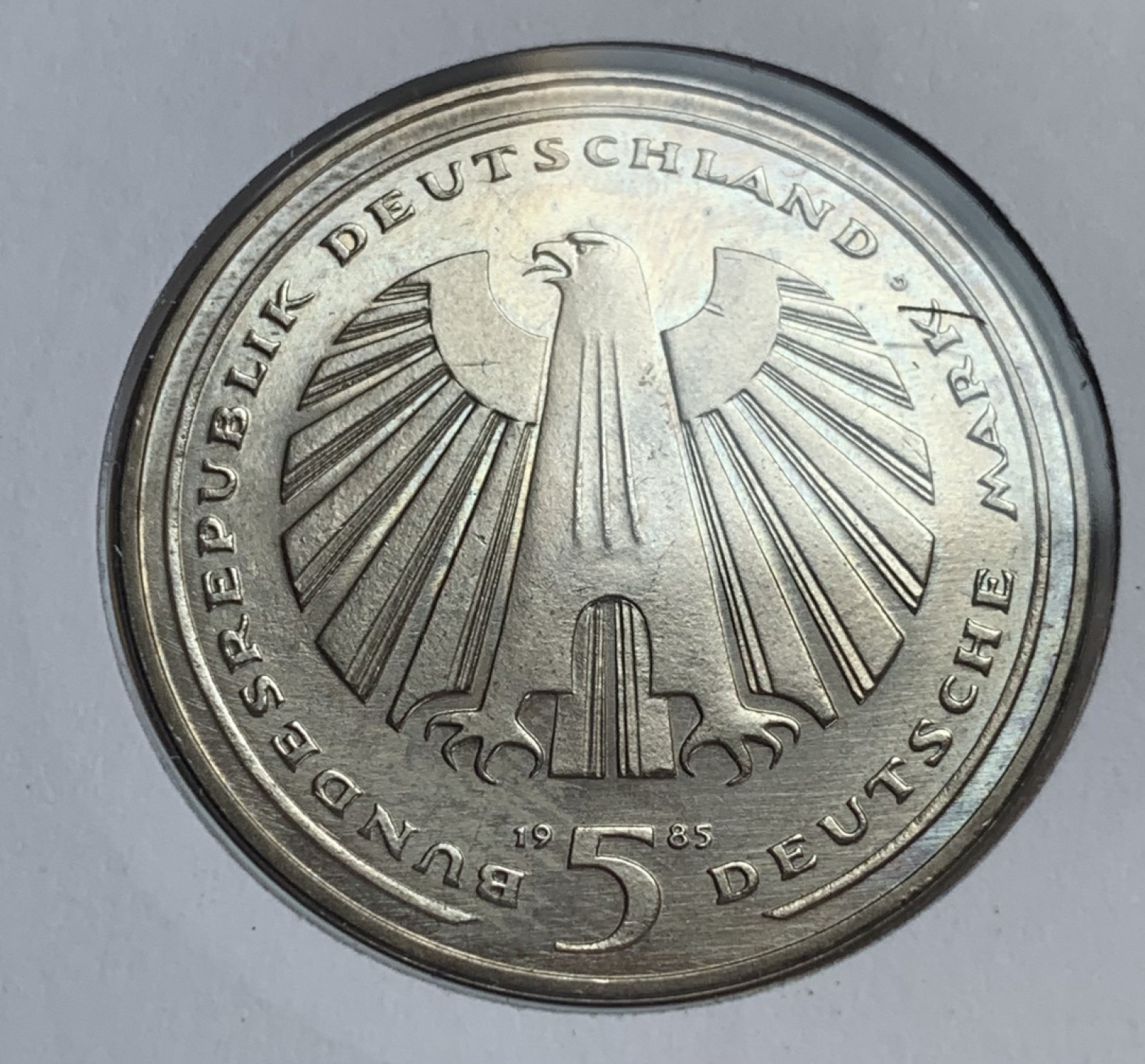 瓶子🏺第88期拍卖会 德国1985年5马克普制铜镍纪念币 德意志铁路公司 原封