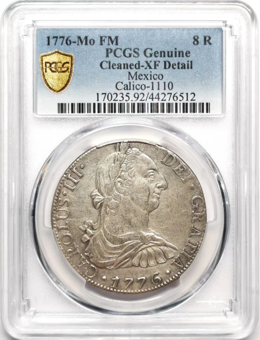 凡希社世界钱币微拍第二百三十六期 1776MO墨西哥卡三双柱PCGS-XFD