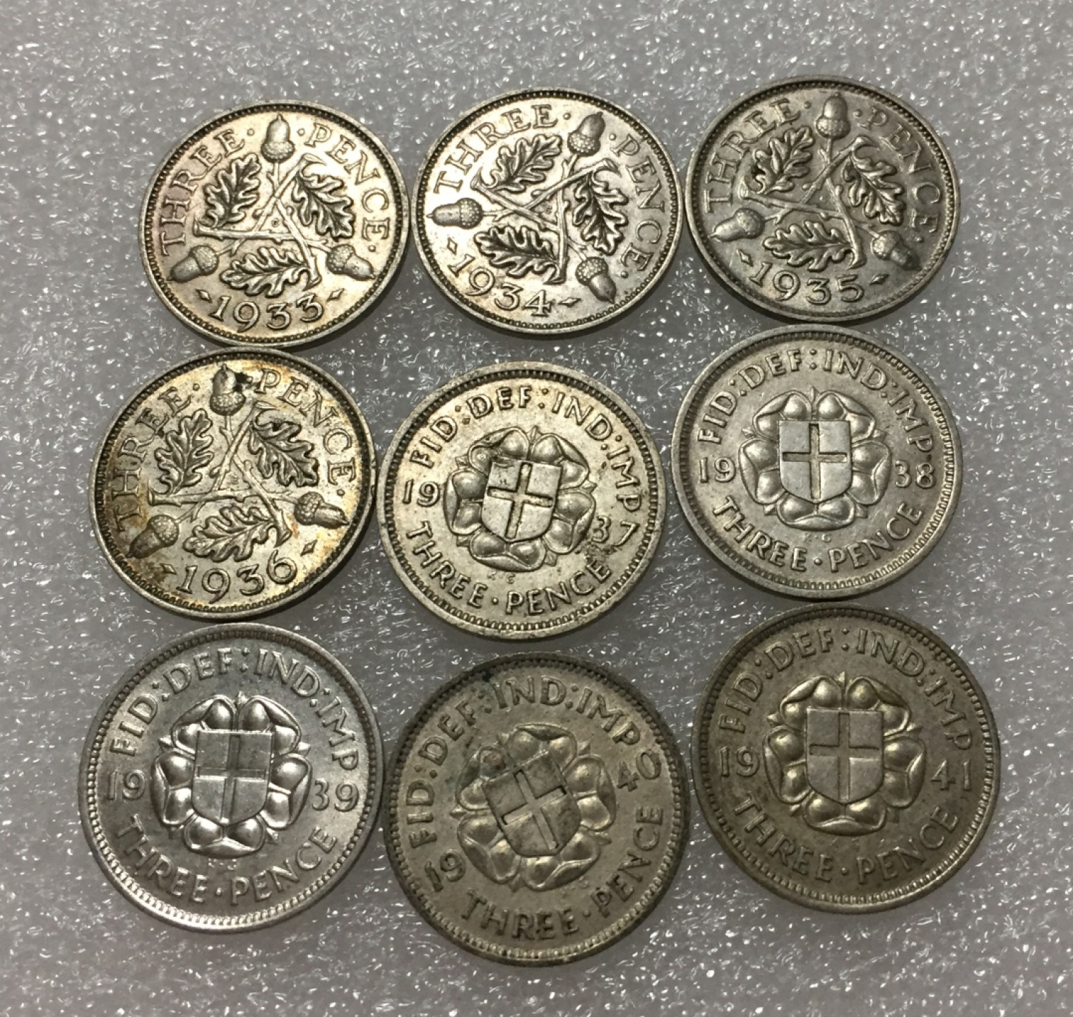 方圆集藏第四期专场 11422-英国乔五乔六3便士9枚