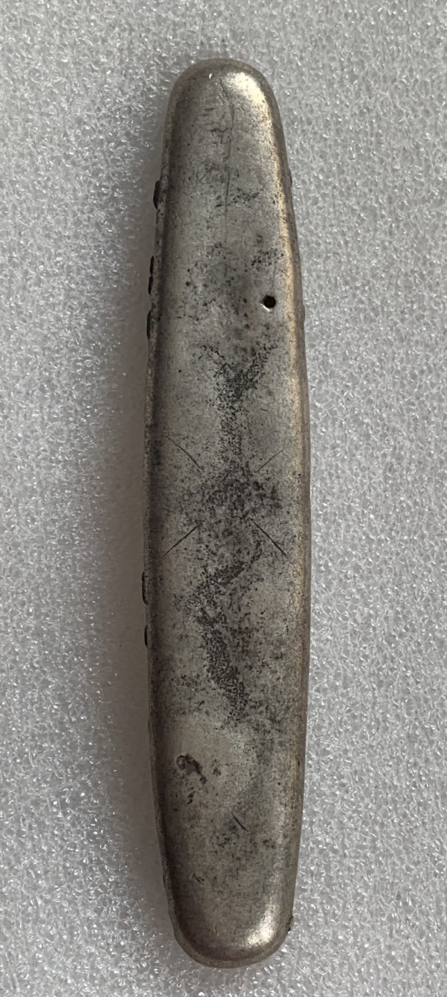 瓶子🏺第88期拍卖会 明朝时期暹罗国虎舌银条  147毫米110.29克  高银  带戳记