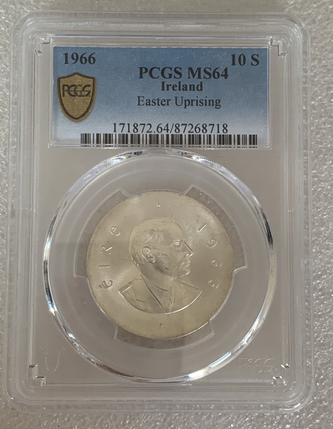 瓶子🏺第88期拍卖会 爱尔兰 1966年 10先令 复活节起义50周年 PCGS  MS64
