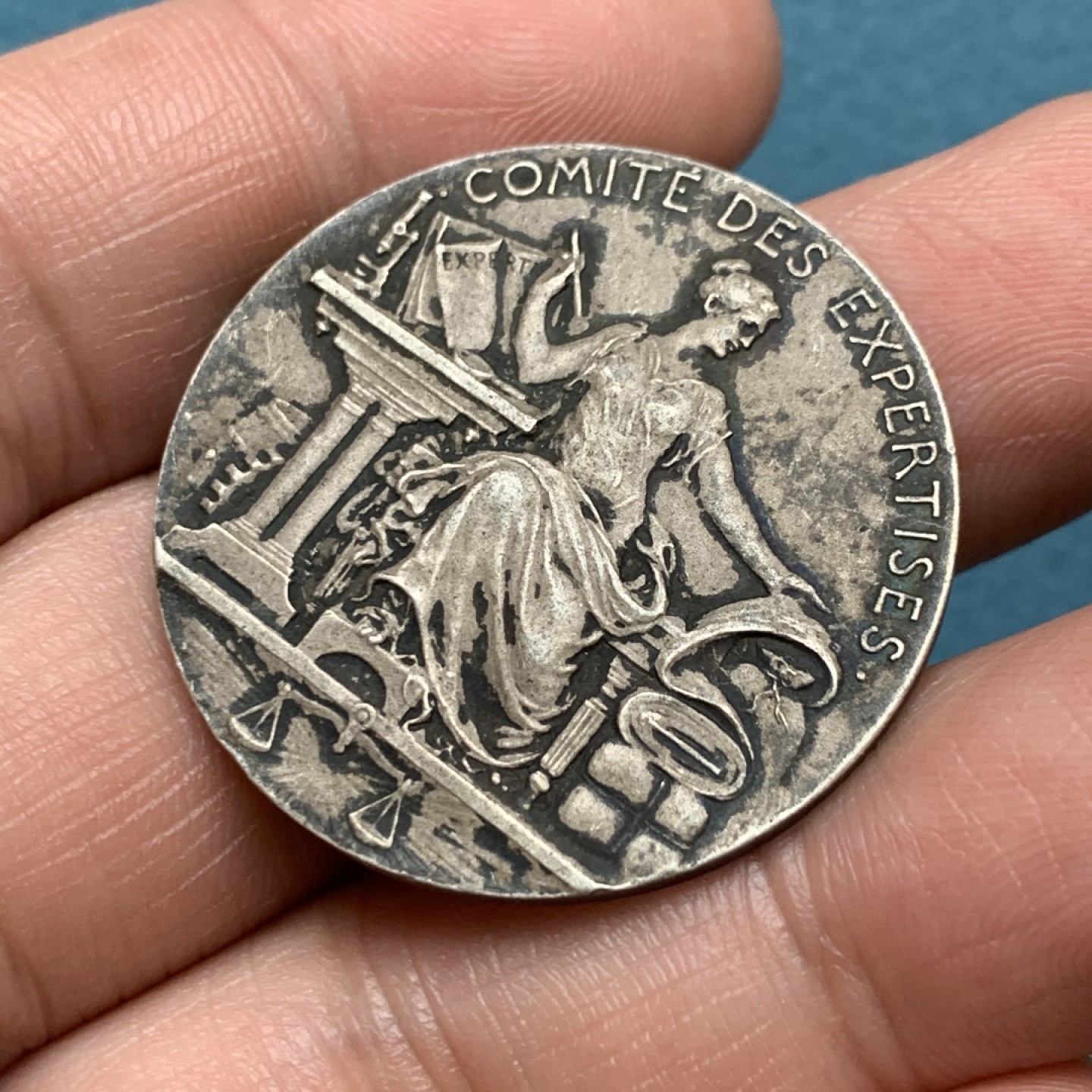 《竞宝斋》第157场-法国八角与章 专场！周日，周一，周四 3场 (全场包邮) 法国银质代币，法律委员会，15.39g，33mm，丰饶角边铭