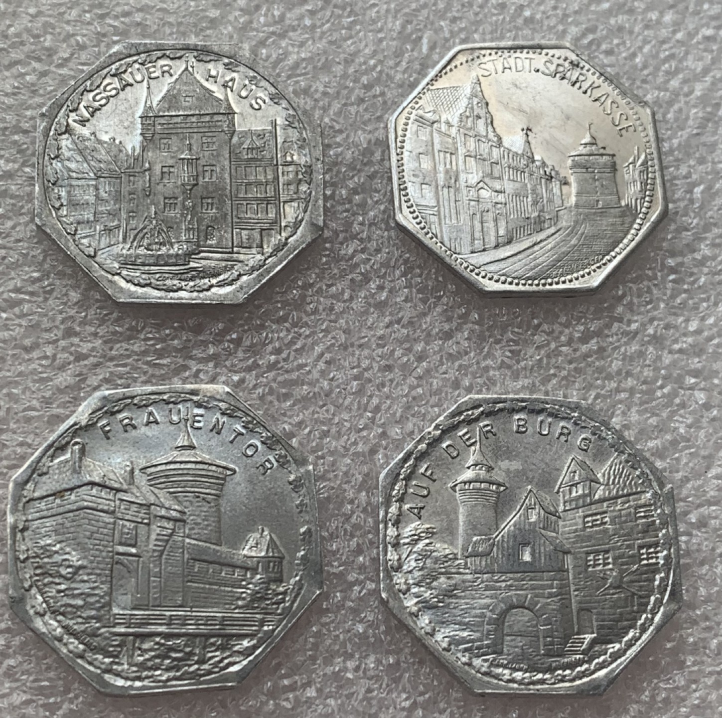 瓶子🏺第88期拍卖会 德国1920年纽伦堡电车币代用币20芬尼铝币4枚（2）