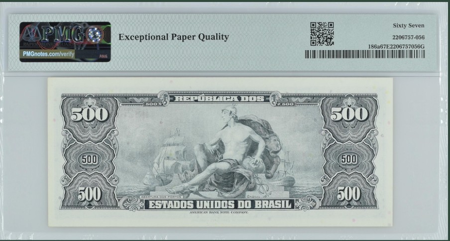 收藏联盟Quantum Auction 第253期拍卖  巴西1967年加盖50分 PMG67 冠军分