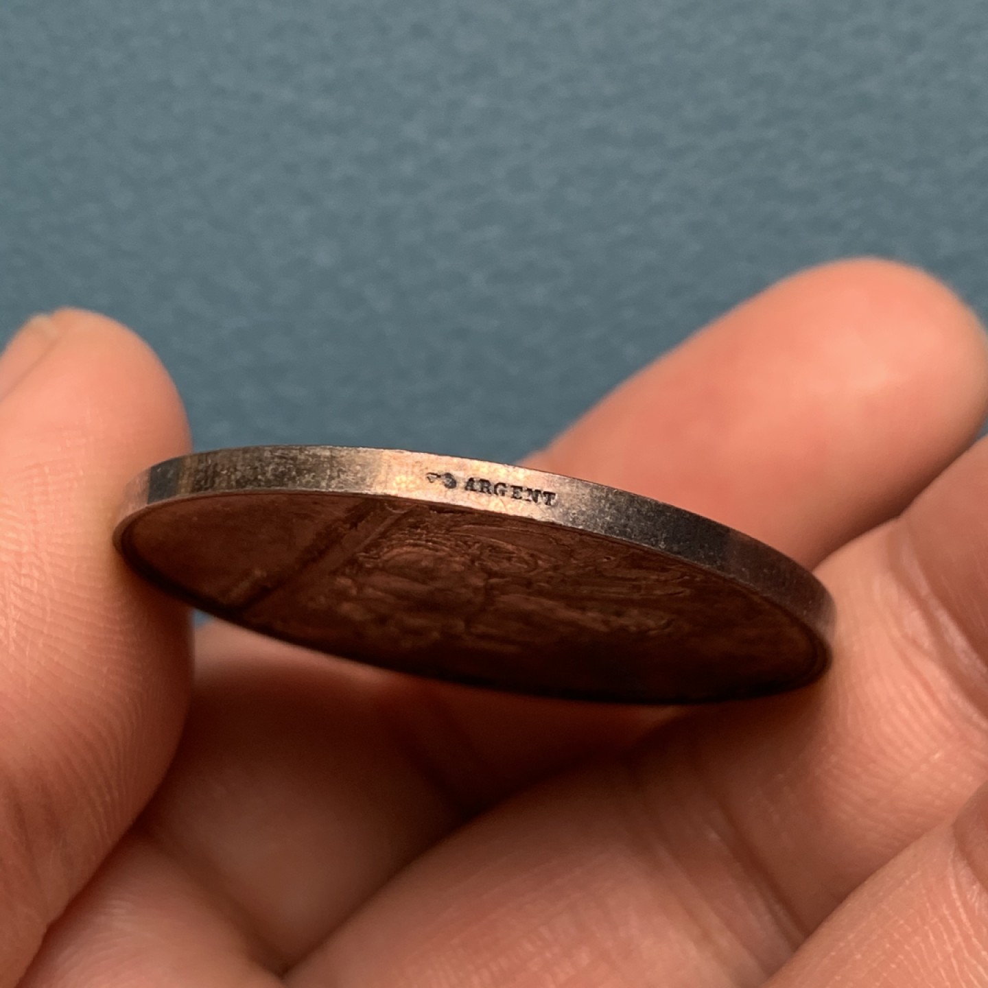 《竞宝斋》第157场-法国八角与章 专场！周日，周一，周四 3场 (全场包邮) 法国银章，农业援助联合会，21.7g，36.2mm，丰饶角边铭，金黄色包浆