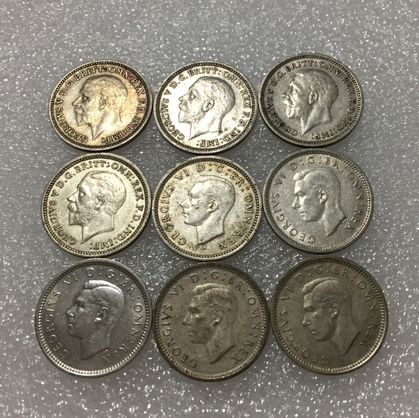 方圆集藏第四期专场 11422-英国乔五乔六3便士9枚