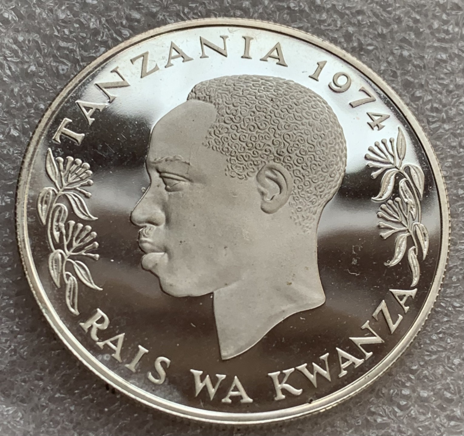 瓶子🏺第88期拍卖会 坦桑尼亚1974年50先令银币 珍稀动物犀牛 特大超重精制镜面 35克