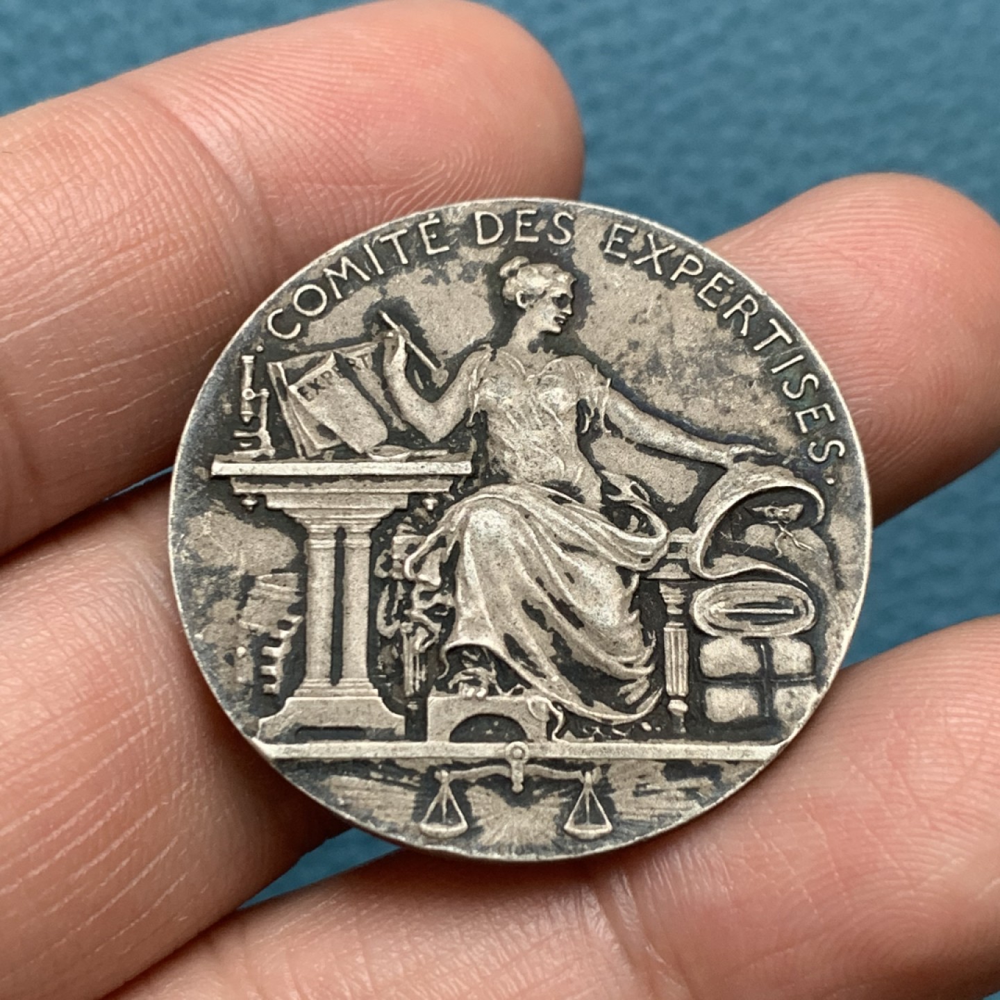 《竞宝斋》第157场-法国八角与章 专场！周日，周一，周四 3场 (全场包邮) 法国银质代币，法律委员会，15.39g，33mm，丰饶角边铭