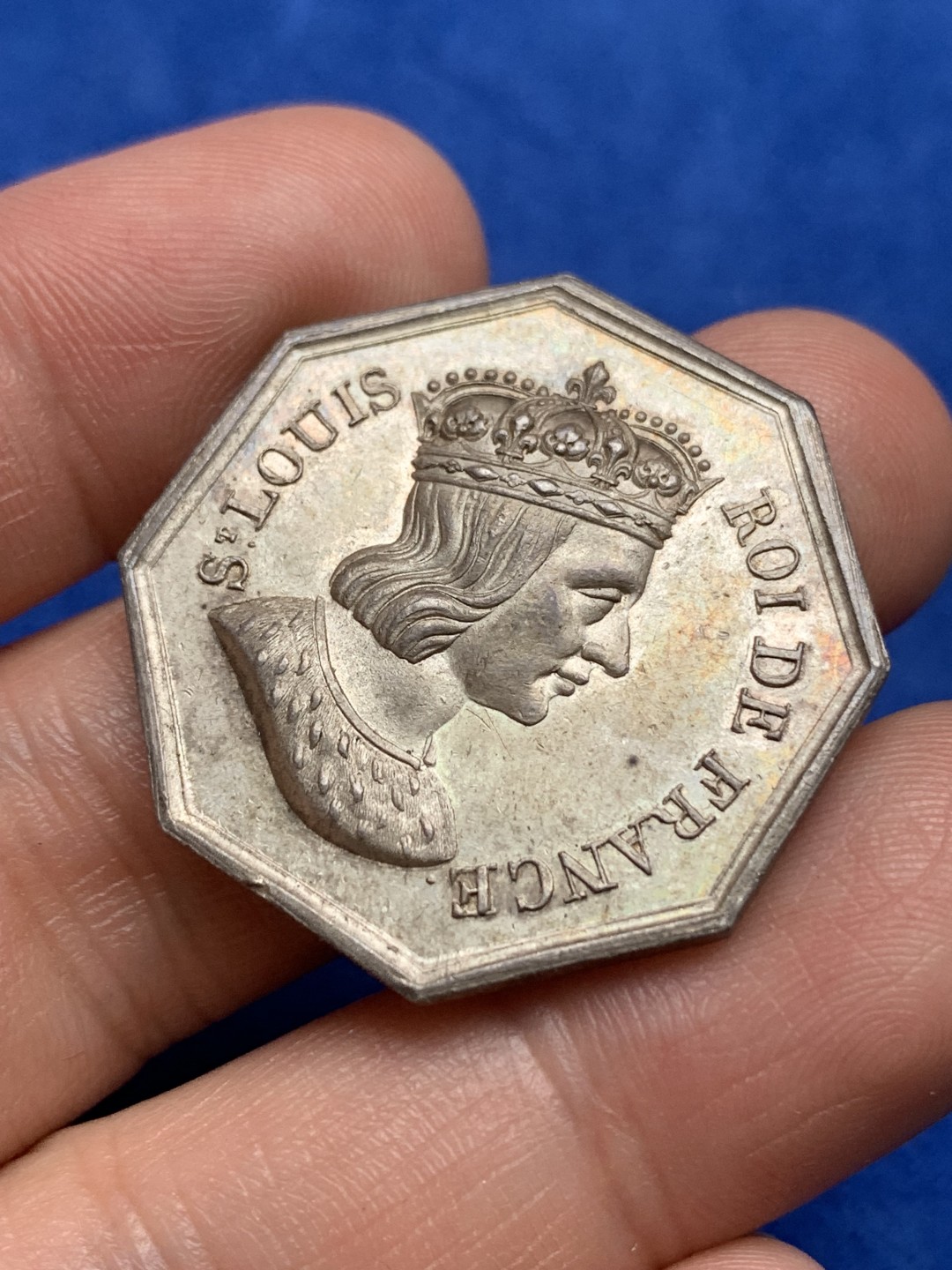 《竞宝斋》第157场-法国八角与章 专场！周日，周一，周四 3场 (全场包邮) 法国八角银质代币，桑斯地区公证处，14.35g，31.4mm，油灯边铭，黄油彩，高点俱在