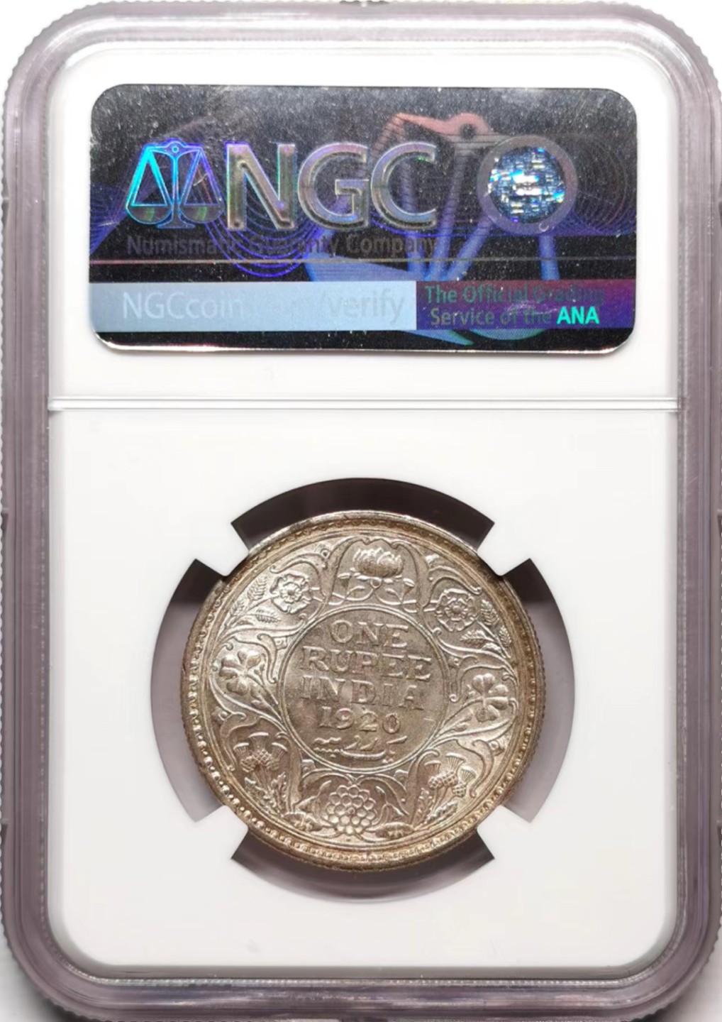 凡希社世界钱币微拍第二百三十六期 1920B英属印度乔五卢比NGC-MS62