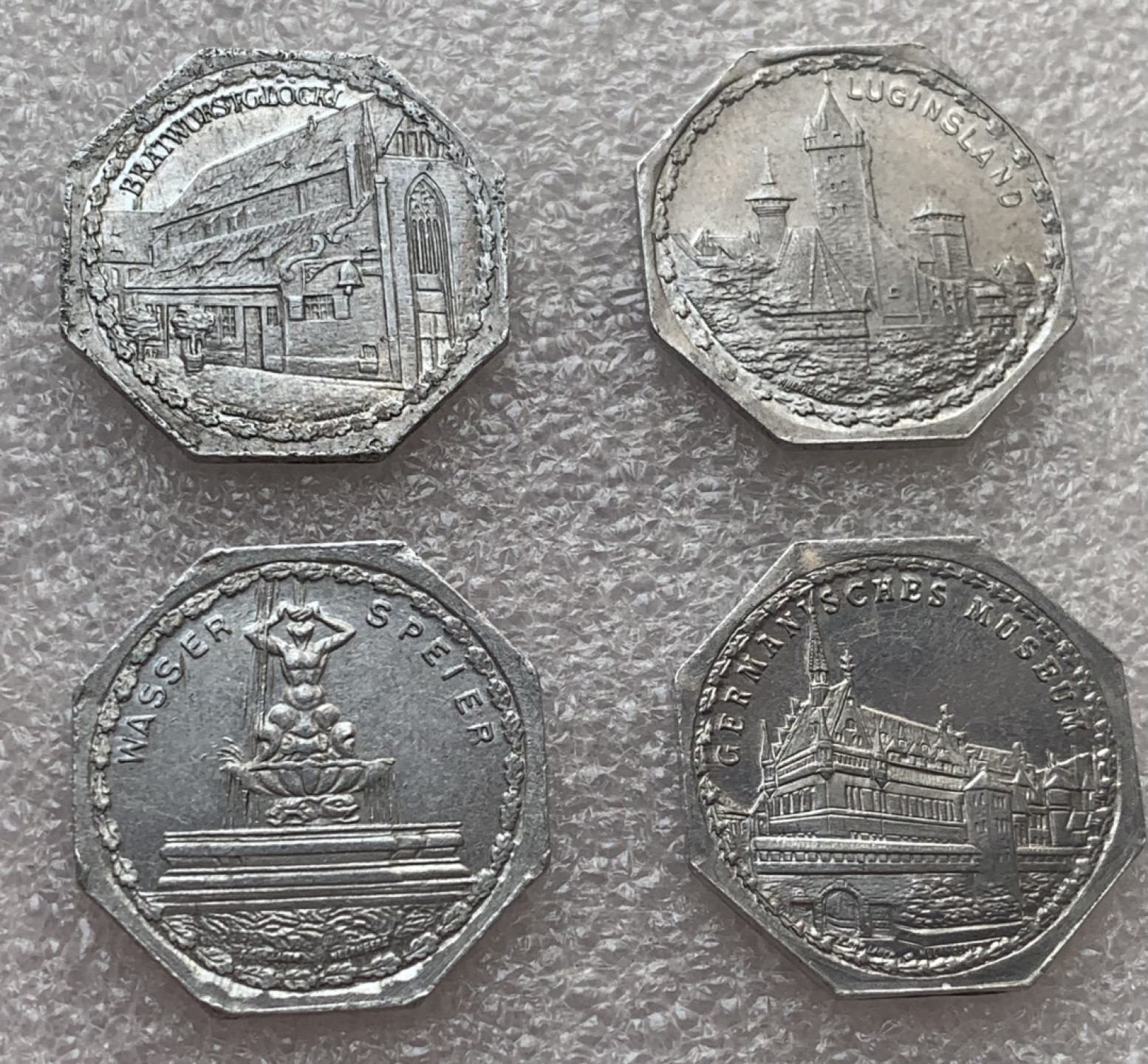 瓶子🏺第88期拍卖会 德国1920年纽伦堡电车币代用币20芬尼铝币4枚（4）