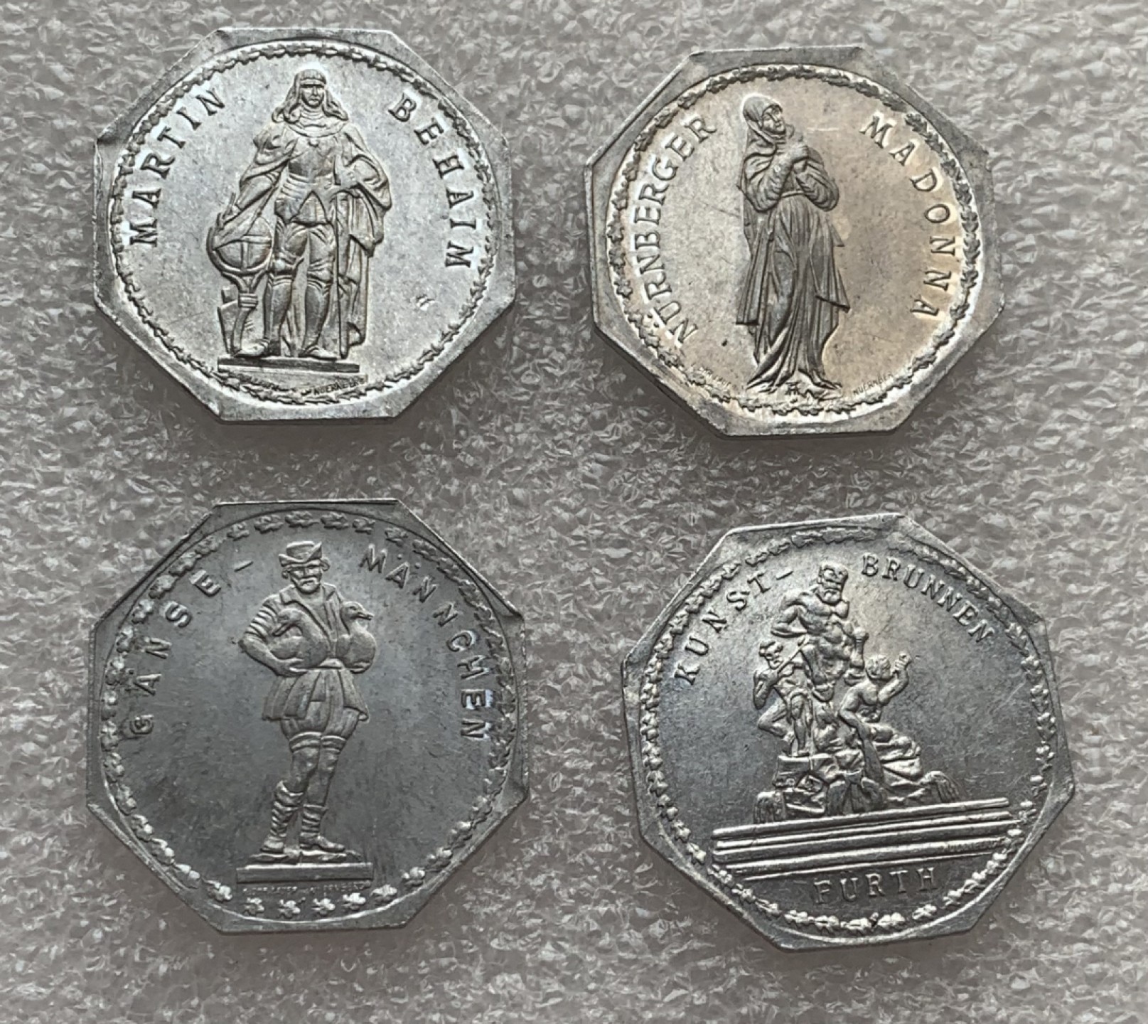 瓶子🏺第88期拍卖会 德国1920年纽伦堡电车币代用币20芬尼铝币4枚（11）