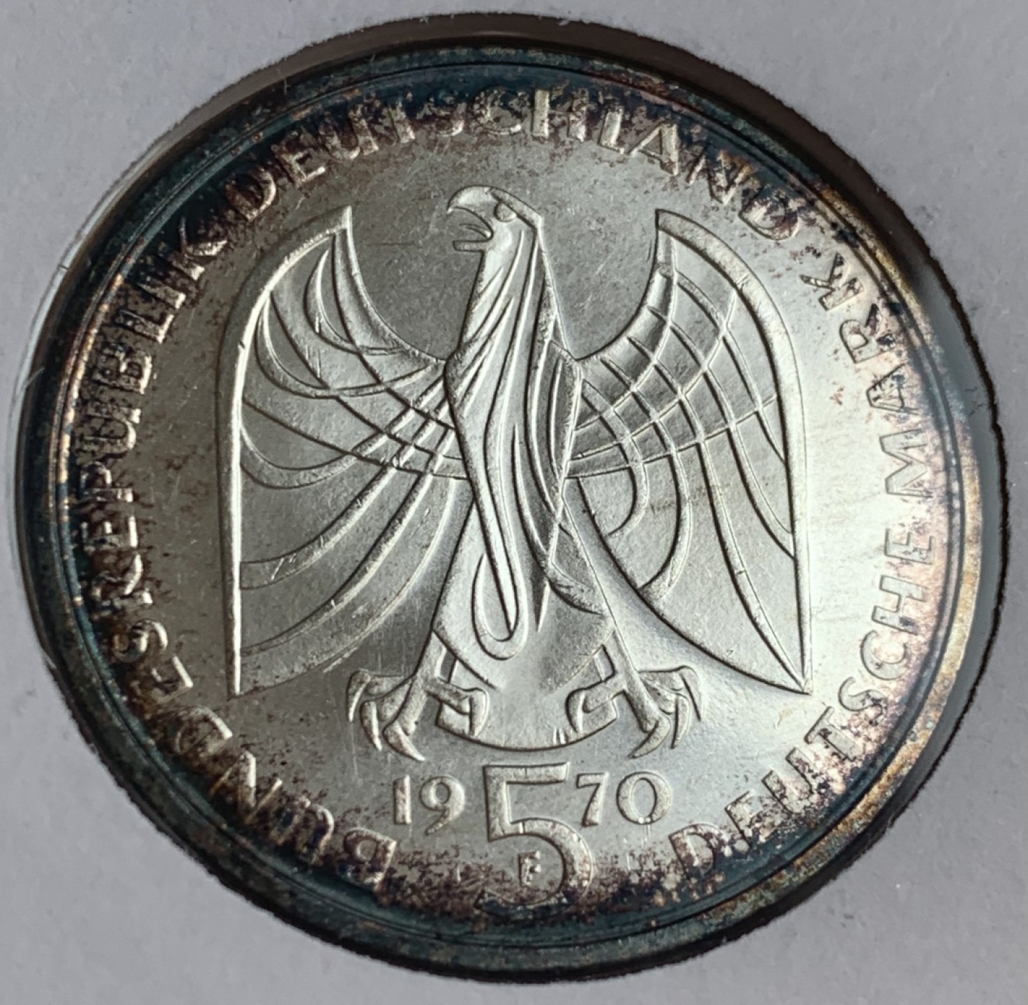 瓶子🏺第88期拍卖会 联邦德国银币1970年5马克银质纪念币  著名音乐家贝多芬  原封