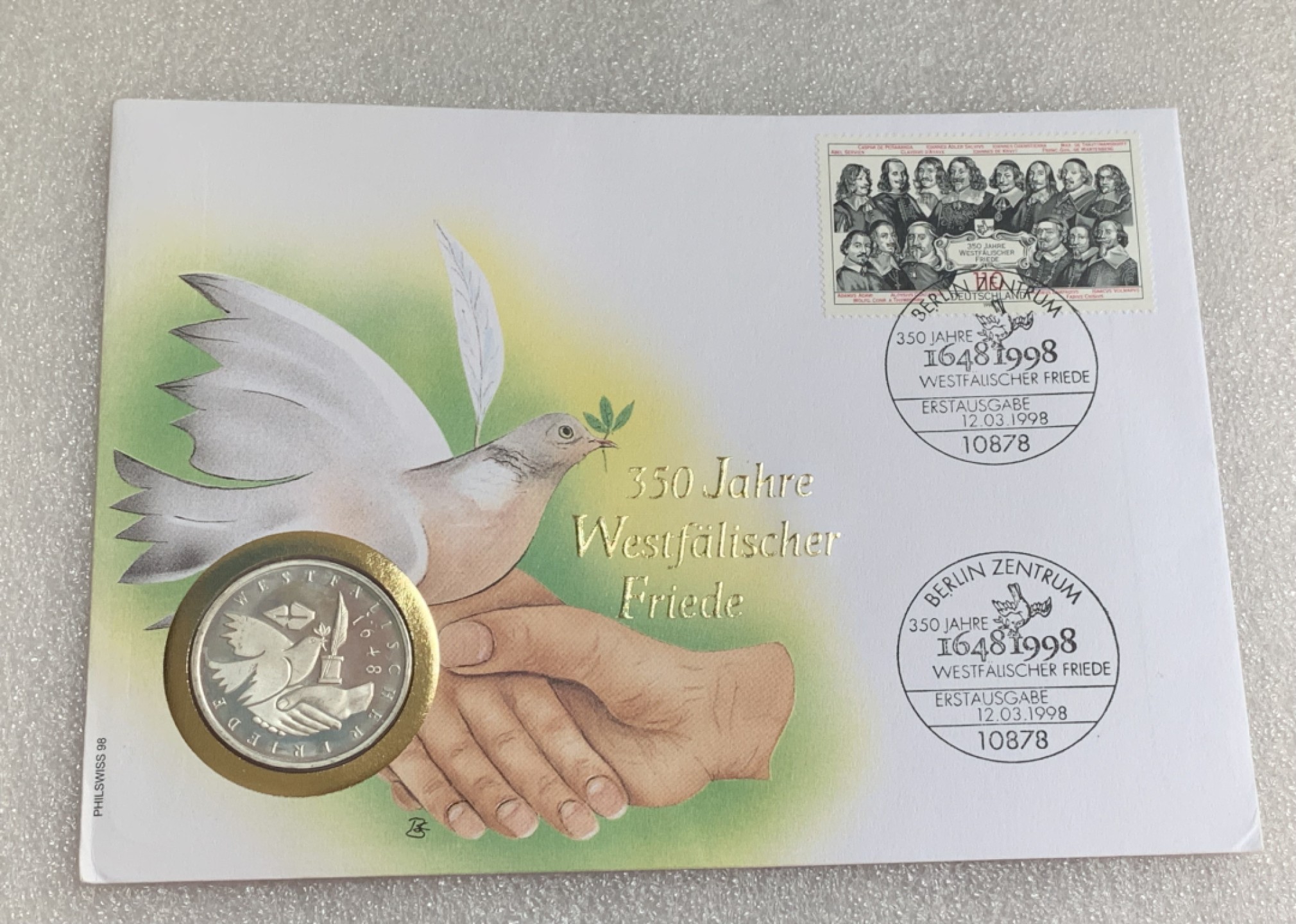 瓶子🏺第88期拍卖会 1998年德国威斯特法伦和约350周年10马克银币 原封 