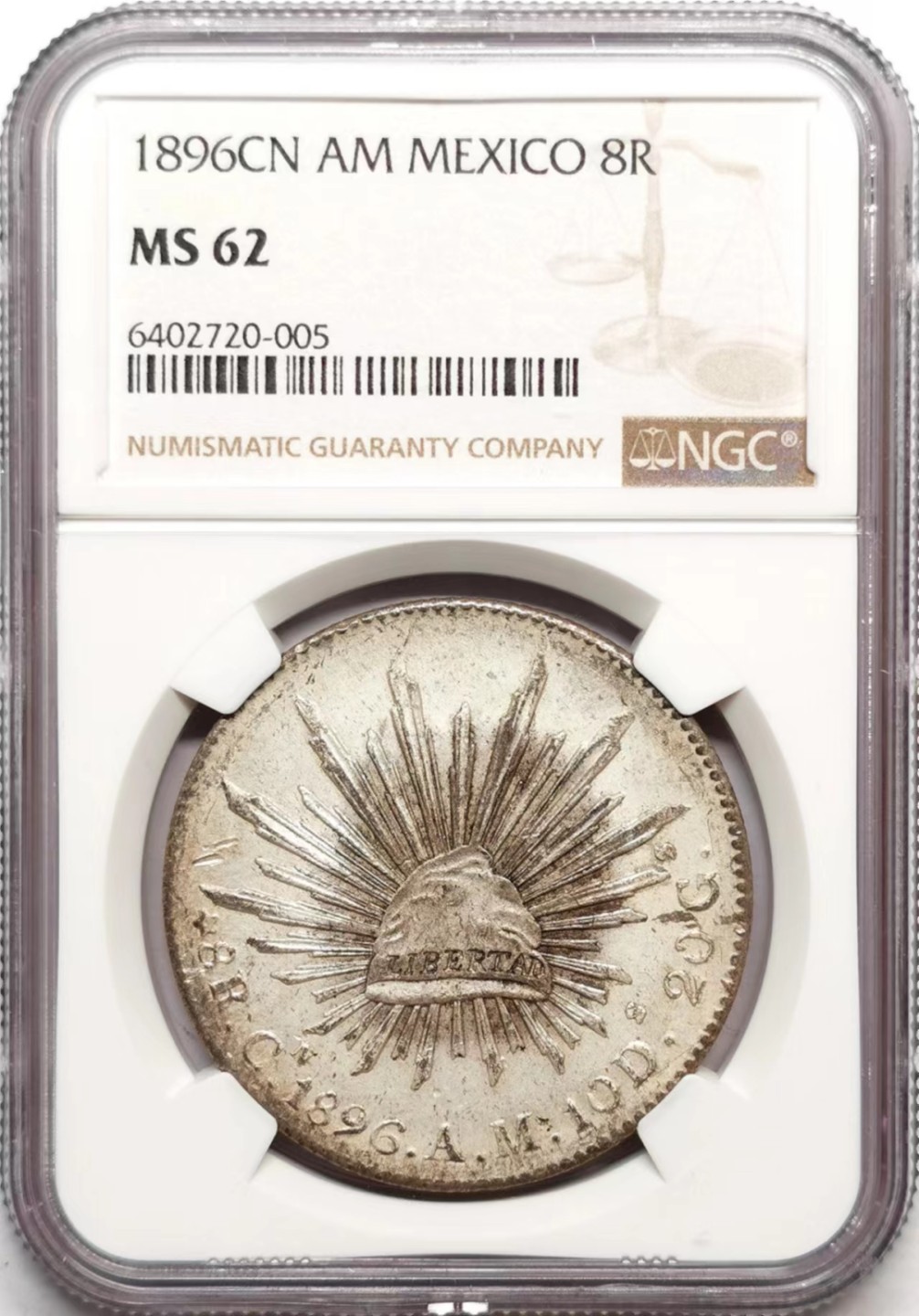 凡希社世界钱币微拍第二百三十六期 1896CN墨西哥花边鹰洋NGC-MS62