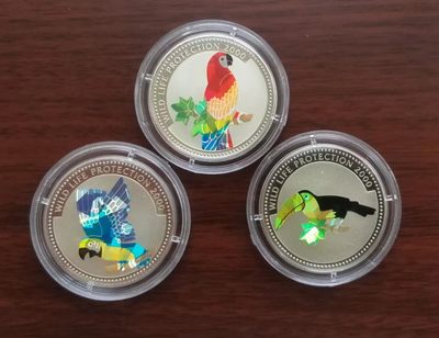 【币将精彩】世界钱币拍卖专场(2023-5-11) - 刚果2000年非洲大鹦鹉幻彩银币三枚