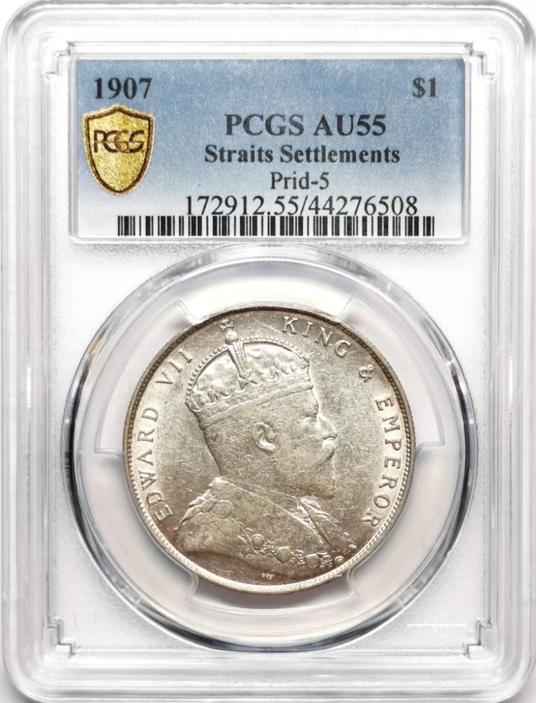 凡希社世界钱币微拍第二百三十六期 1907海峡殖民地爱七壹元NGC-AU55