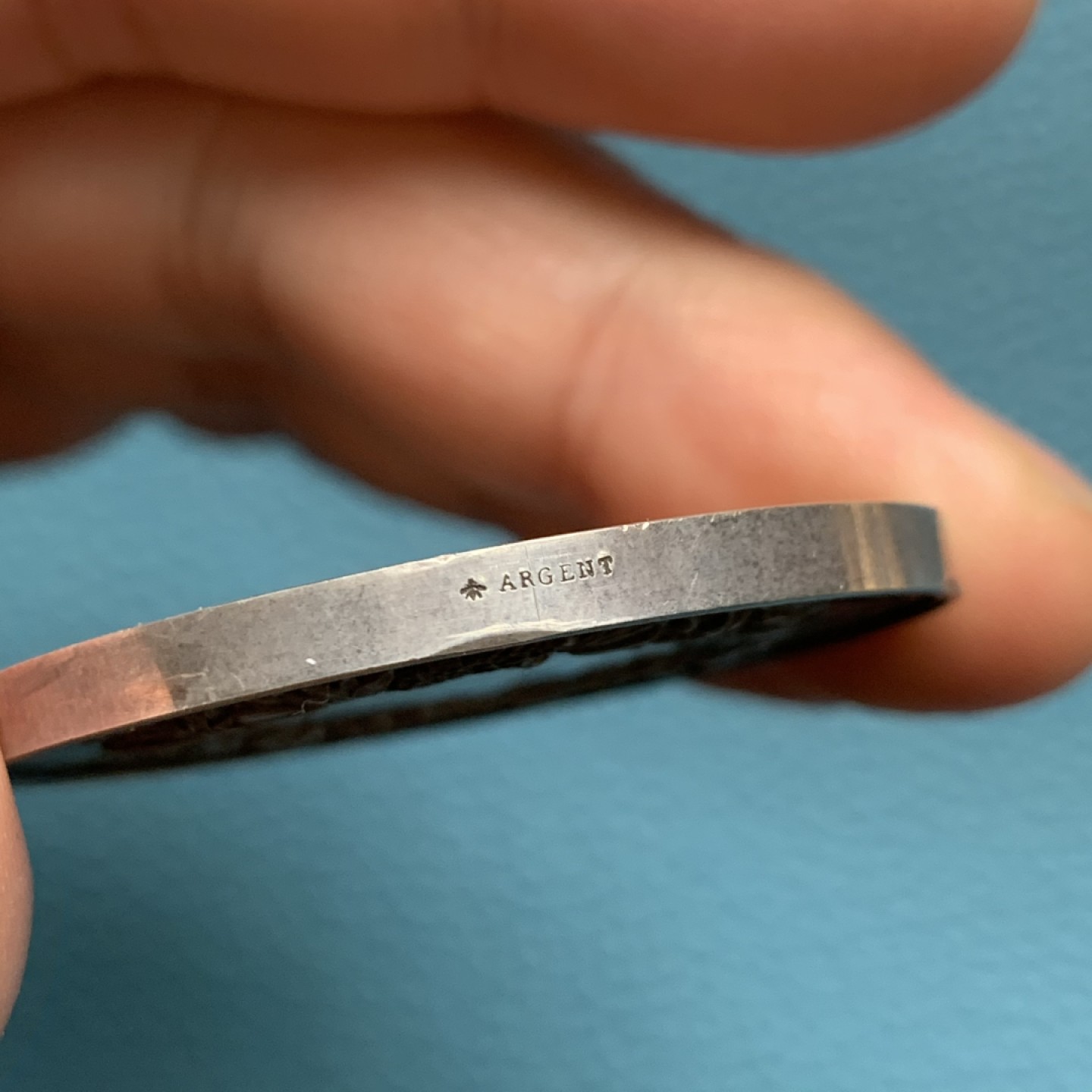 《竞宝斋》第157场-法国八角与章 专场！周日，周一，周四 3场 (全场包邮) 法国银章，园艺协会，37.74g，41.2mm，蜜蜂边铭，老包浆