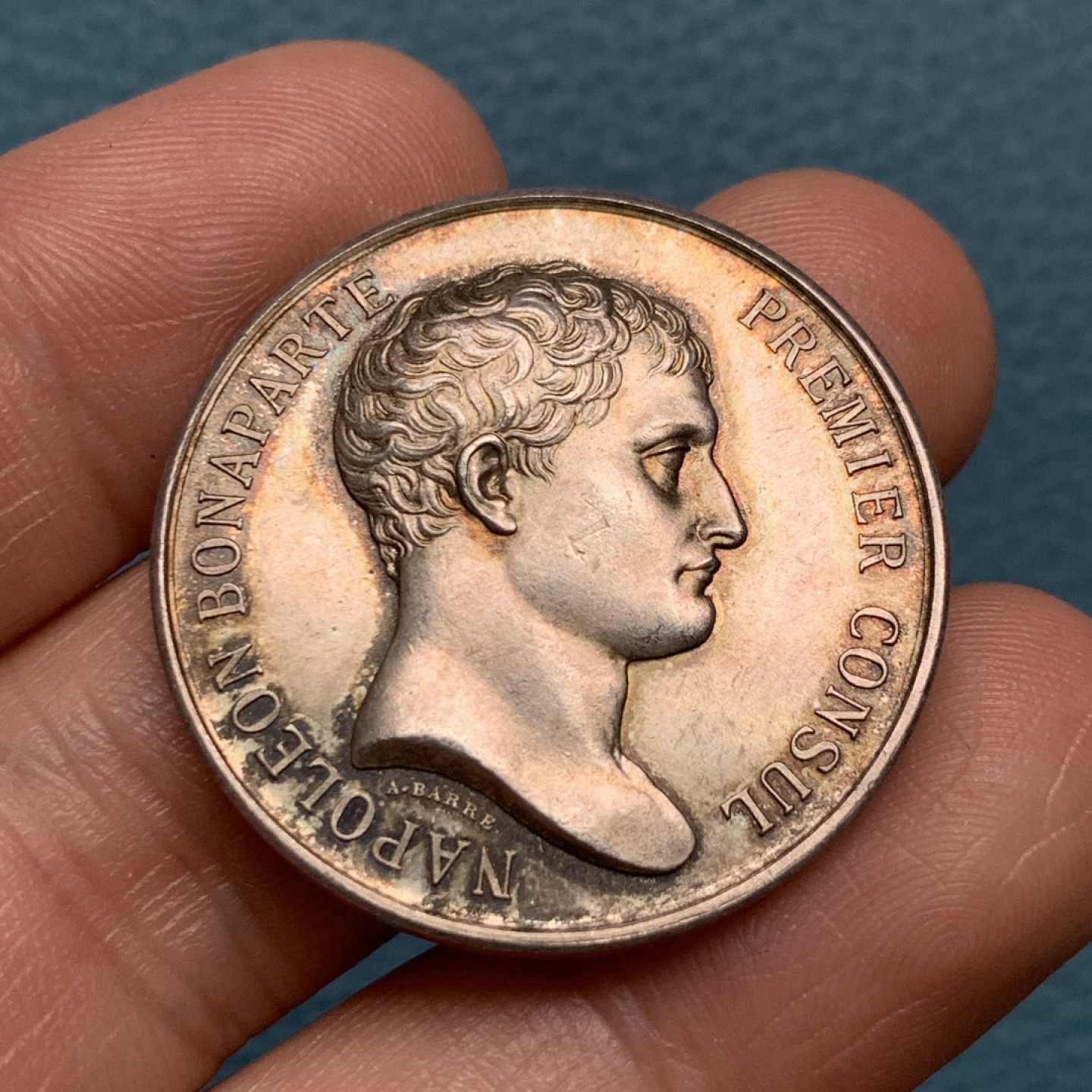 《竞宝斋》第157场-法国八角与章 专场！周日，周一，周四 3场 (全场包邮) 法国银质代币，公证人委员会，正面拿皇 波拿巴，16.1g，32.3mm，丰饶角边铭，黄油光包浆非常看起来非常舒服