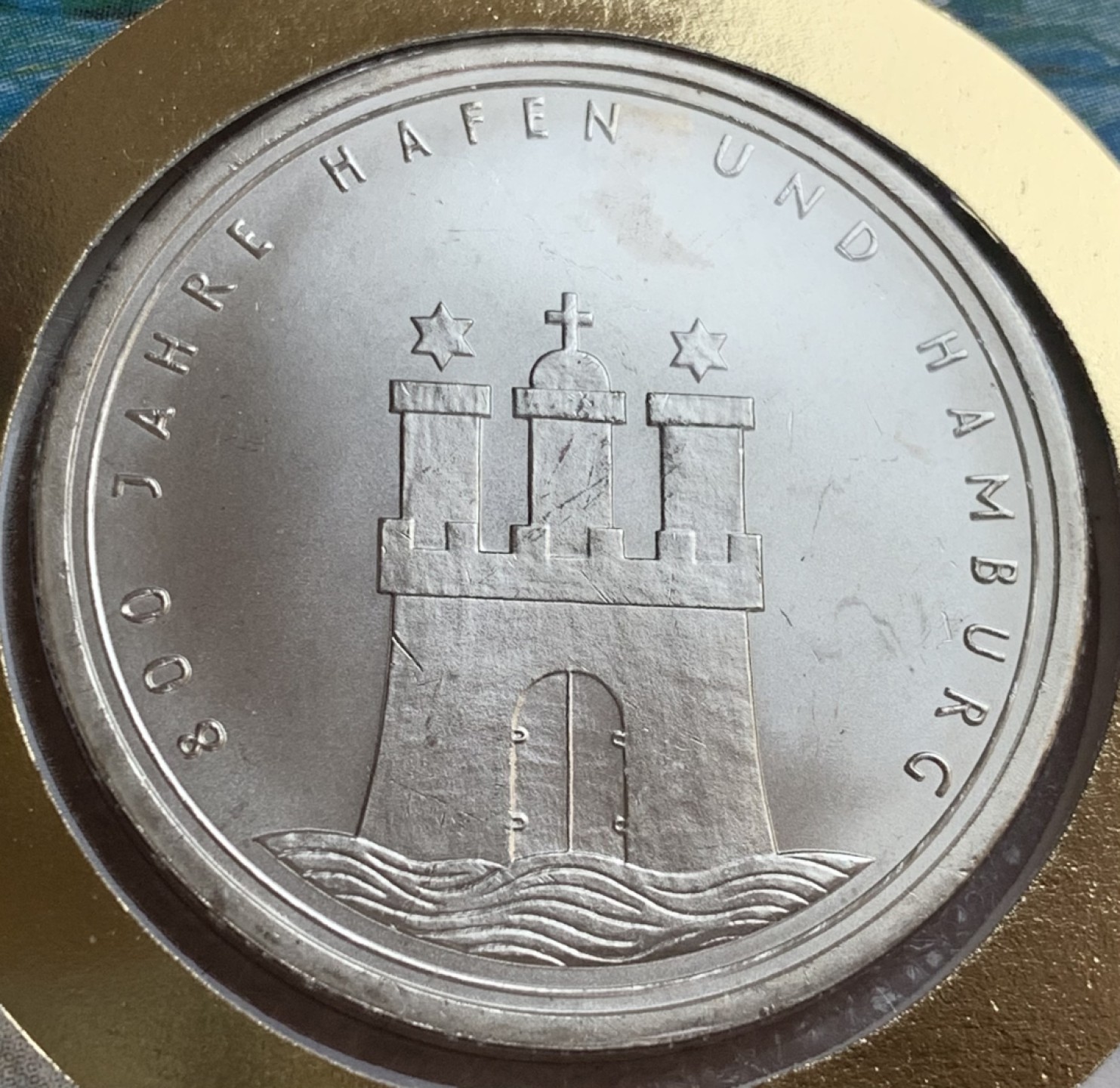 瓶子🏺第88期拍卖会  德国1989年10马克普制纪念银币J版 欧洲景点汉堡港市 原封（3）