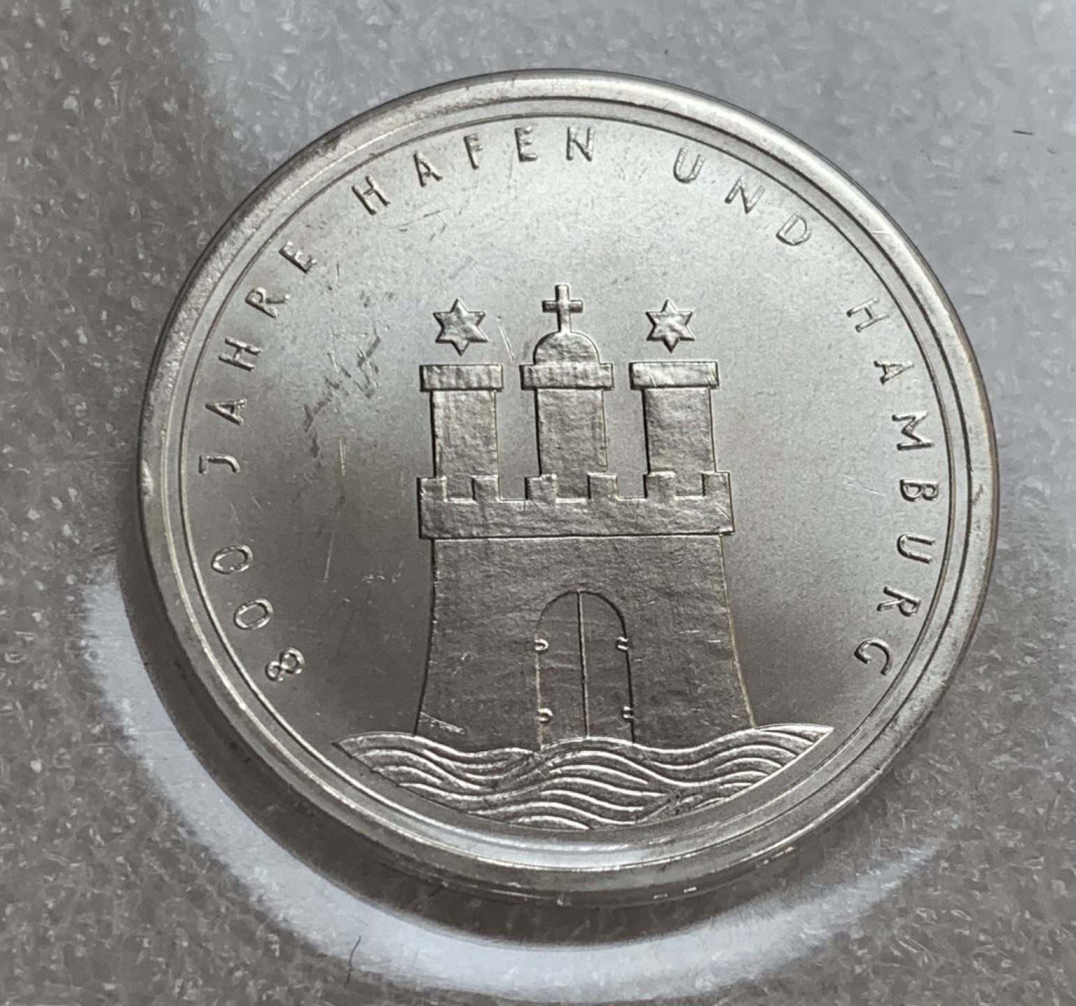 瓶子🏺第88期拍卖会  德国1989年10马克普制纪念银币J版 欧洲景点汉堡港市 原封（2）