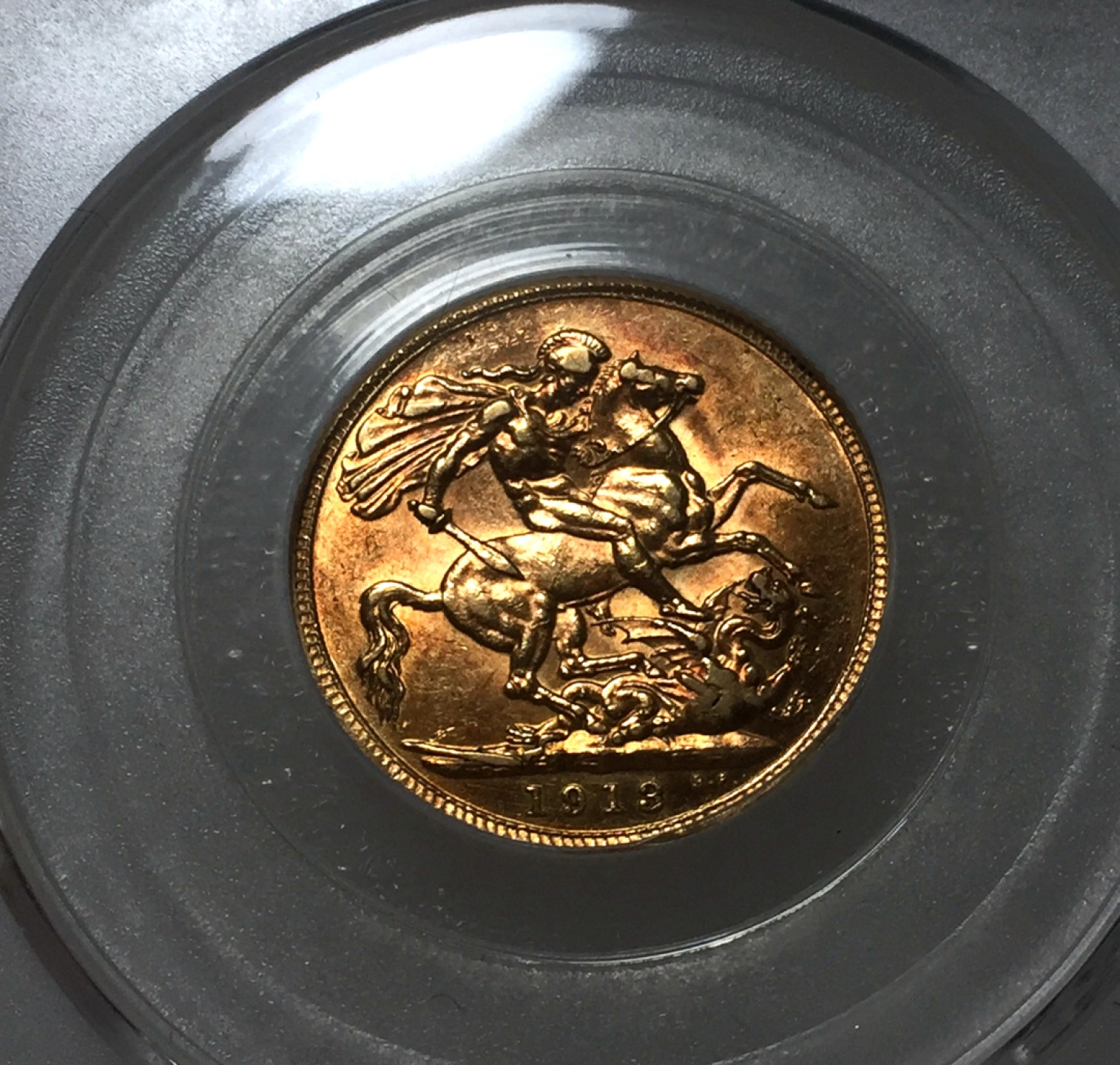 方圆集藏第四期专场 10450-公博62英国1913年乔治五世马剑金币8g 1金镑 1索维林 sovereign