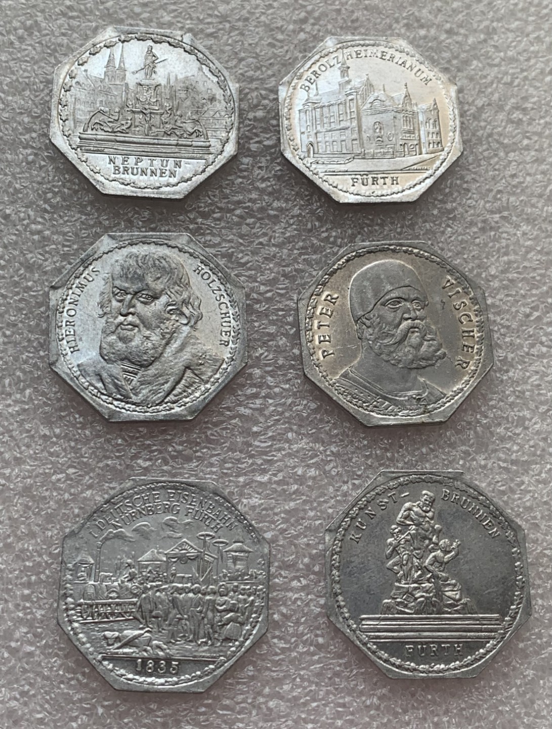 瓶子🏺第88期拍卖会 德国1920年纽伦堡电车币代用币20芬尼铝币6枚（15）