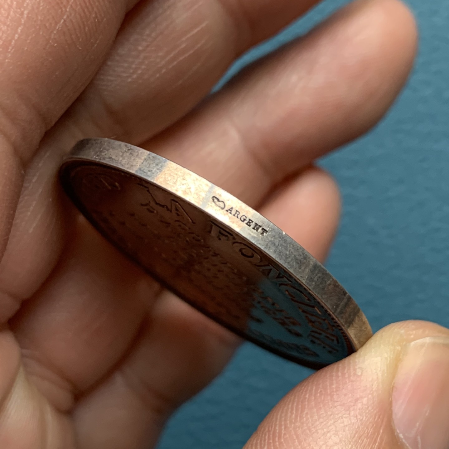 《竞宝斋》第157场-法国八角与章 专场！周日，周一，周四 3场 (全场包邮) 法国银章，陆路运输保险，22.09g，36.8mm，丰饶角边铭