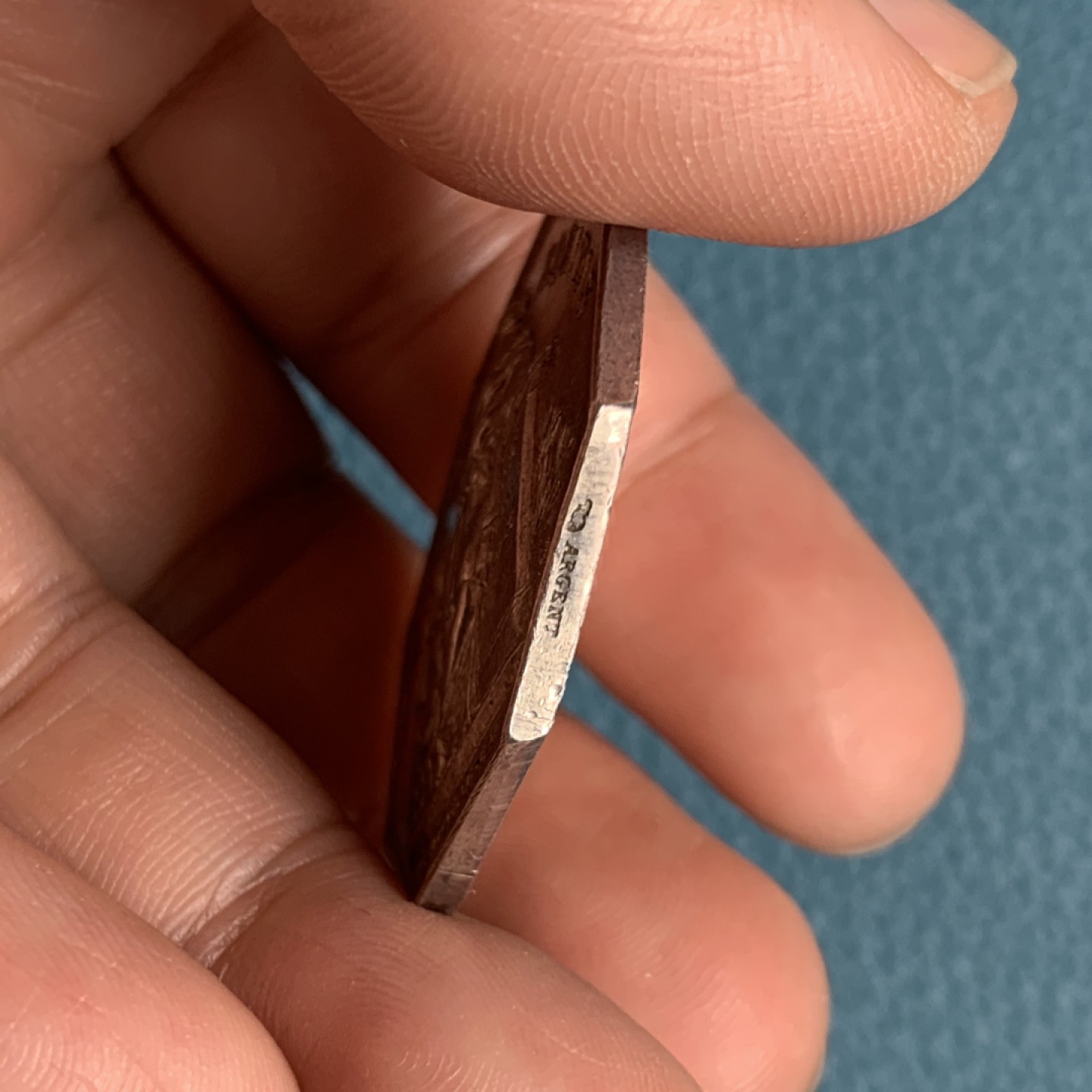 《竞宝斋》第157场-法国八角与章 专场！周日，周一，周四 3场 (全场包邮) 法国八角银质代币，里尔地区公证人，19.43g，34.7mm，丰饶角边铭