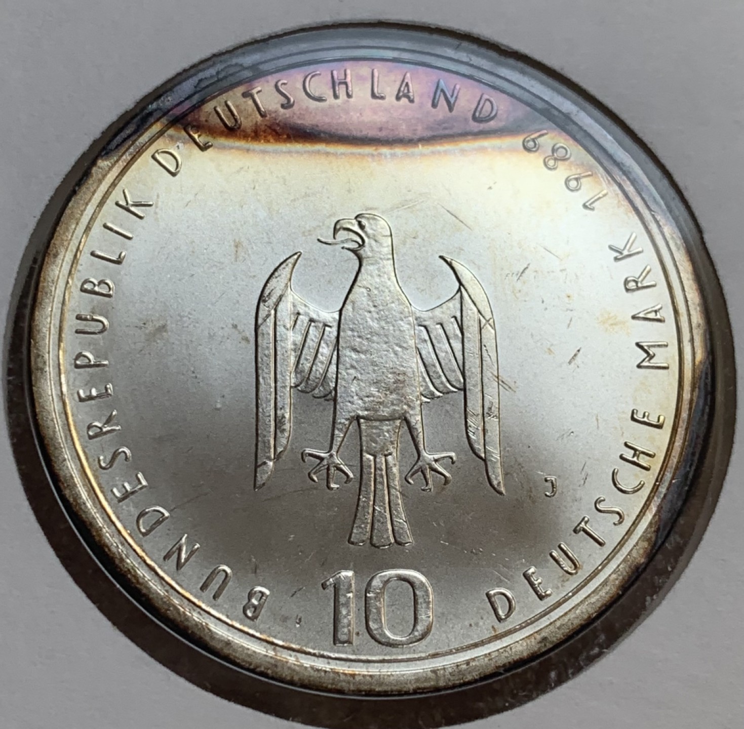 瓶子🏺第88期拍卖会  德国1989年10马克普制纪念银币J版 欧洲景点汉堡港市 原封（3）