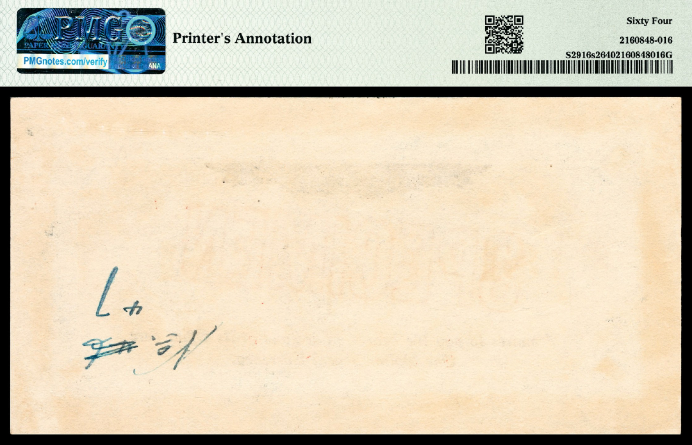 和合永通-杭州宜和2023年春拍纸钞专场 民国九年（1920年），东三省银行汇兑券壹圆 正反样票各一枚 PMG 64 号码 0000000 背标 Printer's Annotation